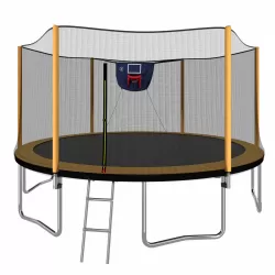 14FT Powder-coated Advanced Trampoline with Basketball Hoop Inflator and Ladder(Outer Safety Enclosure) Orange 14FT Powder-coated Advanced Trampoline with Basketball Hoop Inflator and Ladder(Outer Safety Enclosure) Orange