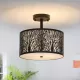 3-Light Drum Light with Etched Pattern Shade 3-Light Drum Light with Etched Pattern Shade