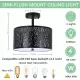 3-Light Drum Light with Etched Pattern Shade 3-Light Drum Light with Etched Pattern Shade