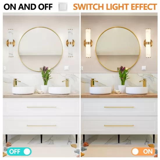 Golden and Elegant Resin Wall Sconce,Set of 2,Modern Vertical Light Fixture for Bathrooms, Hallways, and Bedrooms (Only Inoor) Golden and Elegant Resin Wall Sconce,Set of 2,Modern Vertical Light Fixture for Bathrooms, Hallways, and Bedrooms (Only Inoor)