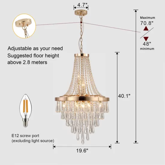 Gold Crystal Chandeliers,Large Contemporary Luxury Ceiling Lighting for Living Room Dining Room Bedroom Hallway (Bulbs Not Included) Gold Crystal Chandeliers,Large Contemporary Luxury Ceiling Lighting for Living Room Dining Room Bedroom Hallway (Bulbs Not Included)
