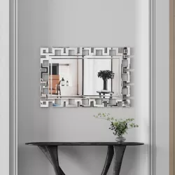 Large Wall-Mounted Silver Decorative Rectangular Wall Mirror for Home, Living Room, Bedroom, Entryway (clear HD mirror)