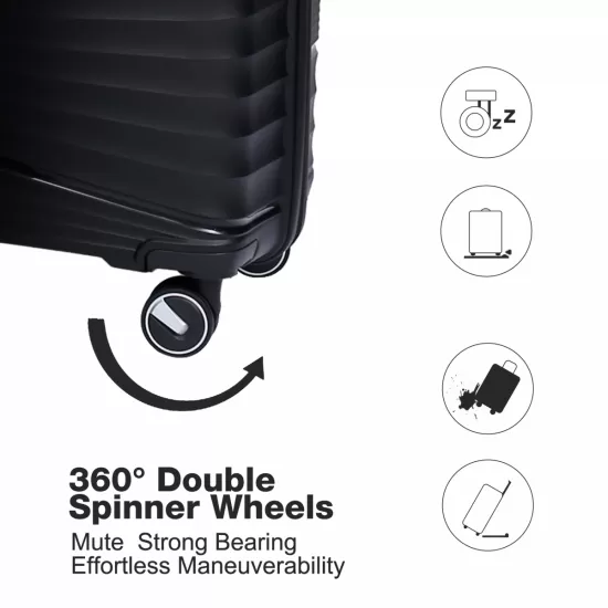 Hardshell Suitcase Spinner Wheels PP Luggage Sets Lightweight Durable Suitcase with TSA Lock,3-Piece Set (21/25/29)2305BLACK Hardshell Suitcase Spinner Wheels PP Luggage Sets Lightweight Durable Suitcase with TSA Lock,3-Piece Set (21/25/29)2305BLACK