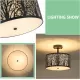 3-Light Drum Light with Etched Pattern Shade 3-Light Drum Light with Etched Pattern Shade