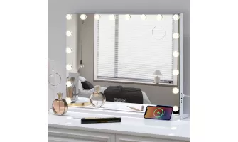 The Ultimate Hollywood Vanity Mirror: 18 Bulbs, 3 Light Colors & USB Charging for Bedroom Beauty