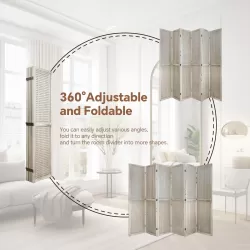 6 Panel Room Divider, 5.6Ft Pegboard Display Wooden Room Divider Folding Privacy Screen Room Divider Freestanding Peg Board Display for Trade Show Craft Show Home Wall Organizer, Natural Wood