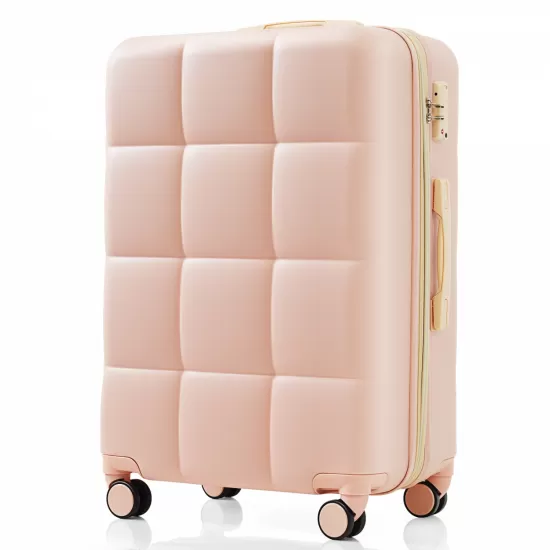 Luggage Set of 3, 20-inch with USB Port, Airline Certified Carry-on Luggage with Cup Holder, ABS Hard Shell Luggage with Spinner Wheels, pink Luggage Set of 3, 20-inch with USB Port, Airline Certified Carry-on Luggage with Cup Holder, ABS Hard Shell Luggage with Spinner Wheels, pink
