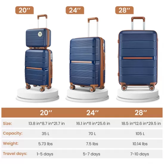 Luggage Sets 4 Piece(14/20/24/28) PP Lightweight & Durable Expandable suitcase Luggage Sets 4 Piece(14/20/24/28) PP Lightweight & Durable Expandable suitcase