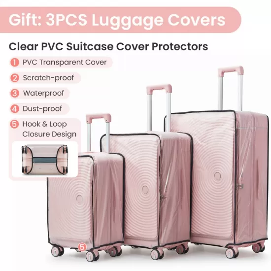 Luggage Sets 3 Piece(20/24/28), Expandable Carry On Luggage with TSA Lock Airline Approved, 100% PC Hard Shell and Lightweight Suitcase with Front Pocket and Spinner Wheels Luggage Sets 3 Piece(20/24/28), Expandable Carry On Luggage with TSA Lock Airline Approved, 100% PC Hard Shell and Lightweight Suitcase with Front Pocket and Spinner Wheels