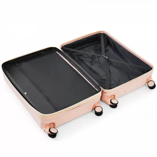 Luggage Set of 3, 20-inch with USB Port, Airline Certified Carry-on Luggage with Cup Holder, ABS Hard Shell Luggage with Spinner Wheels, pink Luggage Set of 3, 20-inch with USB Port, Airline Certified Carry-on Luggage with Cup Holder, ABS Hard Shell Luggage with Spinner Wheels, pink
