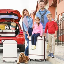 20 IN Hardside Luggage with Cosmetic Case , 2 Piece Lightweight Suitcase Set with Spinner Wheels, Carry on Vintage Luggage,White 20 IN Hardside Luggage with Cosmetic Case , 2 Piece Lightweight Suitcase Set with Spinner Wheels, Carry on Vintage Luggage,White