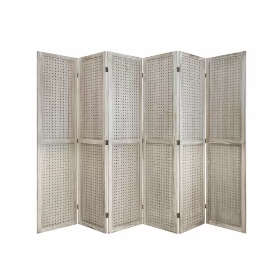 6 Panel Room Divider, 5.6Ft Pegboard Display Wooden Room Divider Folding Privacy Screen Room Divider Freestanding Peg Board Display for Trade Show Craft Show Home Wall Organizer, Natural Wood 6 Panel Room Divider, 5.6Ft Pegboard Display Wooden Room Divider Folding Privacy Screen Room Divider Freestanding Peg Board Display for Trade Show Craft Show Home Wall Organizer, Natural Wood