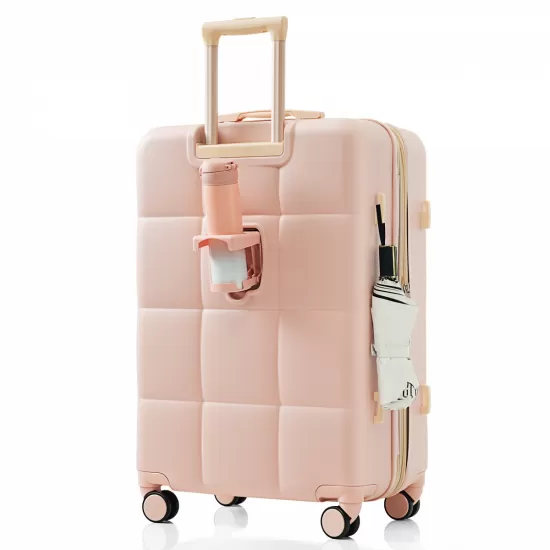 Luggage Set of 3, 20-inch with USB Port, Airline Certified Carry-on Luggage with Cup Holder, ABS Hard Shell Luggage with Spinner Wheels, pink Luggage Set of 3, 20-inch with USB Port, Airline Certified Carry-on Luggage with Cup Holder, ABS Hard Shell Luggage with Spinner Wheels, pink