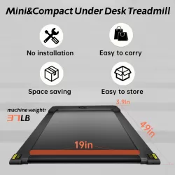 Under Desk Treadmill, 2 in 1 Walking Pad Treadmill for Home, Portable Treadmill with Width Belt, Walking Treadmill with 265LBS Capacity