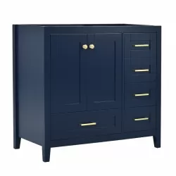 36'' Bathroom Vanity without Sink, Modern Bathroom Cabinet with 4 Drawers, Freestanding Wood Bathroom Vanity, Blue (NOT INCLUDE BASIN) 36'' Bathroom Vanity without Sink, Modern Bathroom Cabinet with 4 Drawers, Freestanding Wood Bathroom Vanity, Blue (NOT INCLUDE BASIN)