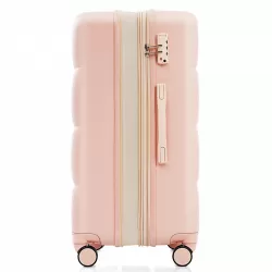 Luggage Set of 3, 20-inch with USB Port, Airline Certified Carry-on Luggage with Cup Holder, ABS Hard Shell Luggage with Spinner Wheels, pink Luggage Set of 3, 20-inch with USB Port, Airline Certified Carry-on Luggage with Cup Holder, ABS Hard Shell Luggage with Spinner Wheels, pink