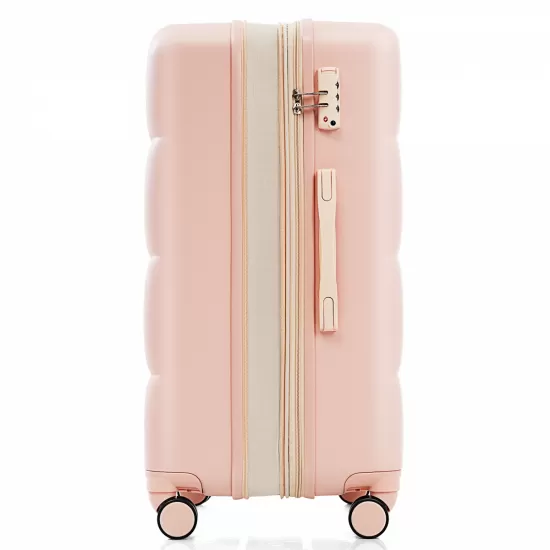Luggage Set of 3, 20-inch with USB Port, Airline Certified Carry-on Luggage with Cup Holder, ABS Hard Shell Luggage with Spinner Wheels, pink Luggage Set of 3, 20-inch with USB Port, Airline Certified Carry-on Luggage with Cup Holder, ABS Hard Shell Luggage with Spinner Wheels, pink