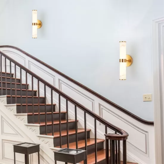 Golden and Elegant Resin Wall Sconce,Set of 2,Modern Vertical Light Fixture for Bathrooms, Hallways, and Bedrooms (Only Inoor) Golden and Elegant Resin Wall Sconce,Set of 2,Modern Vertical Light Fixture for Bathrooms, Hallways, and Bedrooms (Only Inoor)