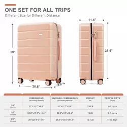 Luggage Sets 4 Piece, ABS Durable Suitcase with Travel Bag, ABS Hard Shell Luggage with Spinner Wheels, pink Luggage Sets 4 Piece, ABS Durable Suitcase with Travel Bag, ABS Hard Shell Luggage with Spinner Wheels, pink