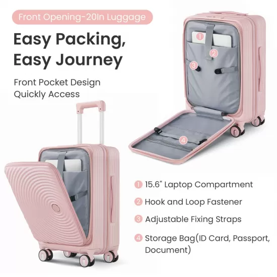 Luggage Sets 3 Piece(20/24/28), Expandable Carry On Luggage with TSA Lock Airline Approved, 100% PC Hard Shell and Lightweight Suitcase with Front Pocket and Spinner Wheels Luggage Sets 3 Piece(20/24/28), Expandable Carry On Luggage with TSA Lock Airline Approved, 100% PC Hard Shell and Lightweight Suitcase with Front Pocket and Spinner Wheels