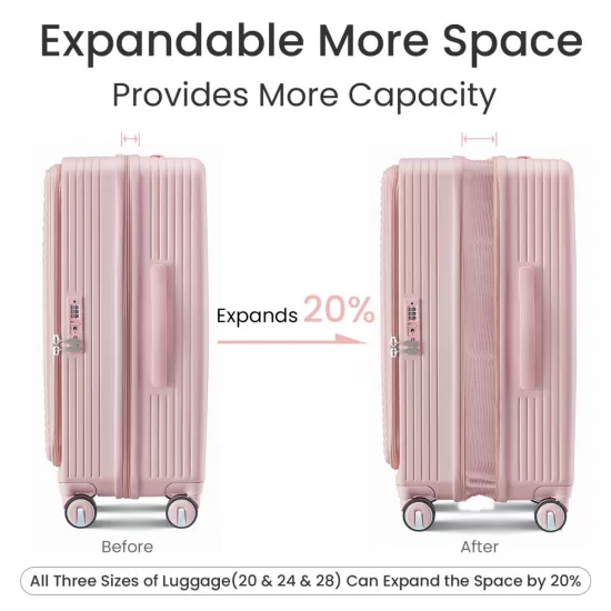 Luggage Sets 3 Piece(20/24/28), Expandable Carry On Luggage with TSA Lock Airline Approved, 100% PC Hard Shell and Lightweight Suitcase with Front Pocket and Spinner Wheels Luggage Sets 3 Piece(20/24/28), Expandable Carry On Luggage with TSA Lock Airline Approved, 100% PC Hard Shell and Lightweight Suitcase with Front Pocket and Spinner Wheels