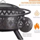 Fire Pit 36in Outdoor Wood Burning Fire Pits Wood Large Fire Bowl for Outside BBQ Bonfire Patio with Mesh Spark Screen, Poker and Rain Cover Fire Pit 36in Outdoor Wood Burning Fire Pits Wood Large Fire Bowl for Outside BBQ Bonfire Patio with Mesh Spark Screen, Poker and Rain Cover