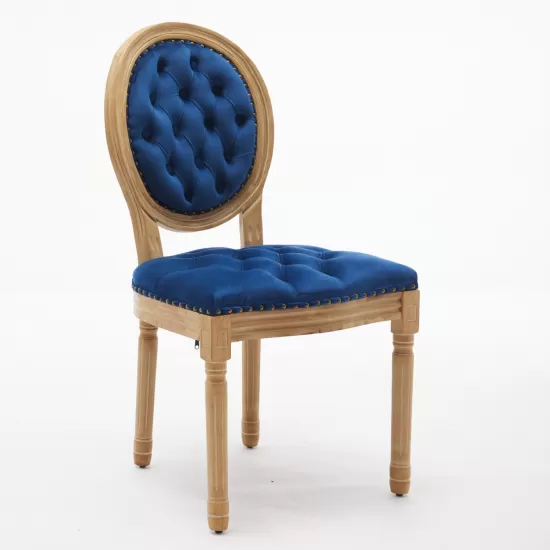 French Style Solid Wood Frame Antique Painting,Hand-pulled buckle decoration Velvet artificial leather Dining Chair with Nailhead Trim ,Wood Legs,Steel Spring inner,Set of 2,Blue,SW1739BL French Style Solid Wood Frame Antique Painting,Hand-pulled buckle decoration Velvet artificial leather Dining Chair with Nailhead Trim ,Wood Legs,Steel Spring inner,Set of 2,Blue,SW1739BL