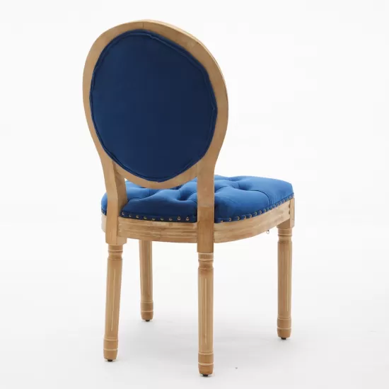 French Style Solid Wood Frame Antique Painting,Hand-pulled buckle decoration Velvet artificial leather Dining Chair with Nailhead Trim ,Wood Legs,Steel Spring inner,Set of 2,Blue,SW1739BL French Style Solid Wood Frame Antique Painting,Hand-pulled buckle decoration Velvet artificial leather Dining Chair with Nailhead Trim ,Wood Legs,Steel Spring inner,Set of 2,Blue,SW1739BL