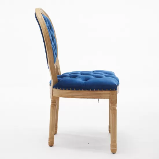 French Style Solid Wood Frame Antique Painting,Hand-pulled buckle decoration Velvet artificial leather Dining Chair with Nailhead Trim ,Wood Legs,Steel Spring inner,Set of 2,Blue,SW1739BL French Style Solid Wood Frame Antique Painting,Hand-pulled buckle decoration Velvet artificial leather Dining Chair with Nailhead Trim ,Wood Legs,Steel Spring inner,Set of 2,Blue,SW1739BL