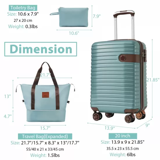 Luggage Sets 3 Piece Carry on Luggage 22x14x9 Airline Approved, Lightweight Hardshell ABS Suitcases with Wheels, 20 inch, Blue Luggage Sets 3 Piece Carry on Luggage 22x14x9 Airline Approved, Lightweight Hardshell ABS Suitcases with Wheels, 20 inch, Blue