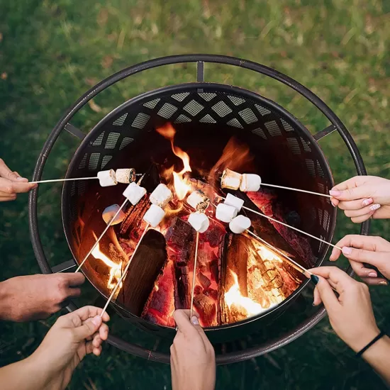Fire Pit 36in Outdoor Wood Burning Fire Pits Wood Large Fire Bowl for Outside BBQ Bonfire Patio with Mesh Spark Screen, Poker and Rain Cover Fire Pit 36in Outdoor Wood Burning Fire Pits Wood Large Fire Bowl for Outside BBQ Bonfire Patio with Mesh Spark Screen, Poker and Rain Cover