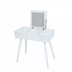 Vanity Desk Set with LED Lighted Mirror & Power Outlet, Flip Top Makeup Vanity Table with Drawers & Cabinet, for Bedroom, Bathroom, Vanity Desk Set with LED Lighted Mirror & Power Outlet, Flip Top Makeup Vanity Table with Drawers & Cabinet, for Bedroom, Bathroom,