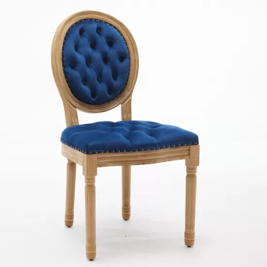 French Style Solid Wood Frame Antique Painting,Hand-pulled buckle decoration Velvet artificial leather Dining Chair with Nailhead Trim ,Wood Legs,Steel Spring inner,Set of 2,Blue,SW1739BL French Style Solid Wood Frame Antique Painting,Hand-pulled buckle decoration Velvet artificial leather Dining Chair with Nailhead Trim ,Wood Legs,Steel Spring inner,Set of 2,Blue,SW1739BL