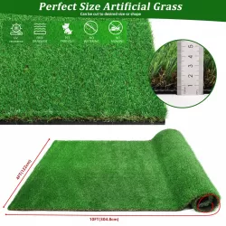 4FTX10FT Outdoor Artificial Grass Runner Rug, Thick Realistic Fake Grass Roll Decor Patio Balcony Garden Lawn, Dog Pets Turf Drain Mat, 1.38 Inch Pile Height 4FTX10FT Outdoor Artificial Grass Runner Rug, Thick Realistic Fake Grass Roll Decor Patio Balcony Garden Lawn, Dog Pets Turf Drain Mat, 1.38 Inch Pile Height