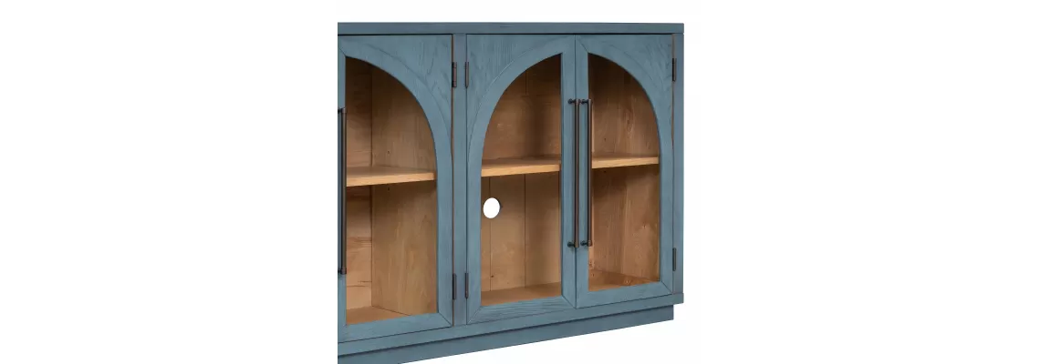 Vintage Navy Sideboard: Stylish 4-Door Storage for Kitchen & Living Room Vintage Navy Sideboard: Stylish 4-Door Storage for Kitchen & Living Room