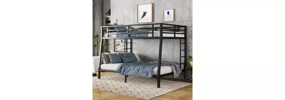 Space-Saving Metal Full XL over Queen Bunk Bed for Teens and Adults – Noise Reduced, No Box Spring Needed (Arriving June 27, Space-Saving Metal Full XL over Queen Bunk Bed for Teens and Adults – Noise Reduced, No Box Spring Needed (Arriving June 27,