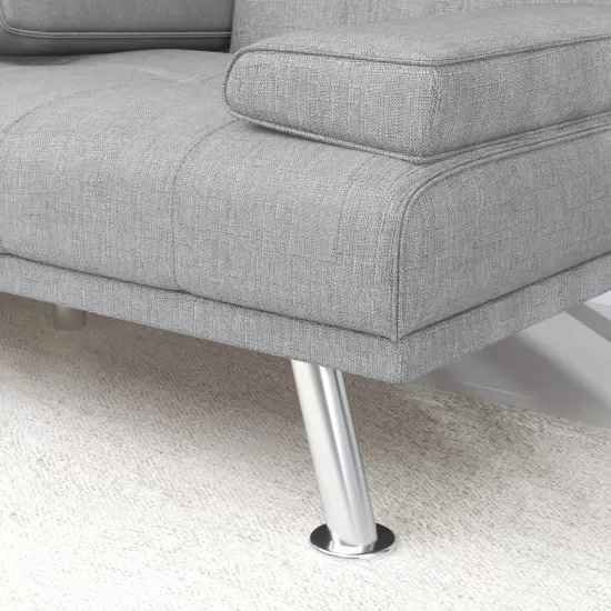 LIGHT GREY FOLDABLE SOFA BED WITH CUP HOLDER LIGHT GREY FOLDABLE SOFA BED WITH CUP HOLDER