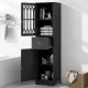 Tall Bathroom Cabinet, Freestanding Storage Cabinet with Drawer and Doors, MDF Board, Acrylic Door, Adjustable Shelf, Black Tall Bathroom Cabinet, Freestanding Storage Cabinet with Drawer and Doors, MDF Board, Acrylic Door, Adjustable Shelf, Black