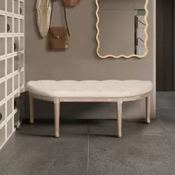 48 Inch Halfmoon Entryway Bench Tufted Semi Circle Ottoman Bench Seat French Style Upholstered Bed End Bench for Foyer Mudroom Bedroom 48 Inch Halfmoon Entryway Bench Tufted Semi Circle Ottoman Bench Seat French Style Upholstered Bed End Bench for Foyer Mudroom Bedroom