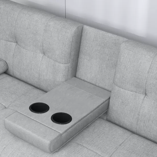 LIGHT GREY FOLDABLE SOFA BED WITH CUP HOLDER LIGHT GREY FOLDABLE SOFA BED WITH CUP HOLDER