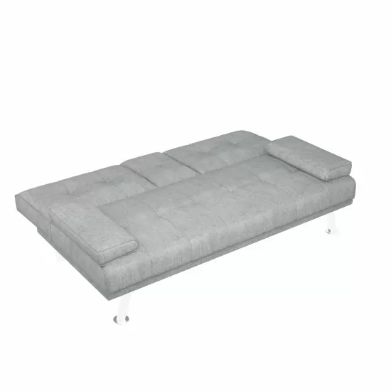 LIGHT GREY FOLDABLE SOFA BED WITH CUP HOLDER LIGHT GREY FOLDABLE SOFA BED WITH CUP HOLDER