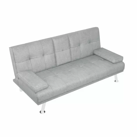LIGHT GREY FOLDABLE SOFA BED WITH CUP HOLDER LIGHT GREY FOLDABLE SOFA BED WITH CUP HOLDER