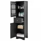 Tall Bathroom Cabinet, Freestanding Storage Cabinet with Drawer and Doors, MDF Board, Acrylic Door, Adjustable Shelf, Black Tall Bathroom Cabinet, Freestanding Storage Cabinet with Drawer and Doors, MDF Board, Acrylic Door, Adjustable Shelf, Black