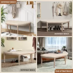 48 Inch Halfmoon Entryway Bench Tufted Semi Circle Ottoman Bench Seat French Style Upholstered Bed End Bench for Foyer Mudroom Bedroom 48 Inch Halfmoon Entryway Bench Tufted Semi Circle Ottoman Bench Seat French Style Upholstered Bed End Bench for Foyer Mudroom Bedroom