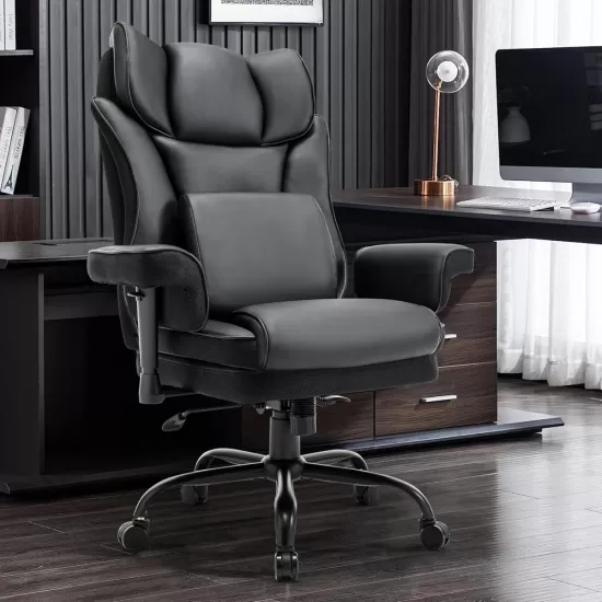 High Back Office Chair, 400lbs Rocking Desk Chair, Ergonomic Executive Office Chair with Adjustable Padded Armrest and Massage Lumbar Support, Adjustable Height Chair (Black) High Back Office Chair, 400lbs Rocking Desk Chair, Ergonomic Executive Office Chair with Adjustable Padded Armrest and Massage Lumbar Support, Adjustable Height Chair (Black)