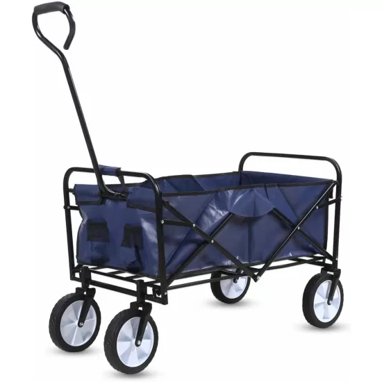YSSOA Rolling Collapsible Garden Cart Camping Wagon, with 360 Degree Swivel Wheels & Adjustable Handle, 220lbs Weight Capacity,Blue YSSOA Rolling Collapsible Garden Cart Camping Wagon, with 360 Degree Swivel Wheels & Adjustable Handle, 220lbs Weight Capacity,Blue