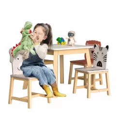 5 Piece Kiddy Table and Chair Set , Kids Wood Table with 4 Chairs Set Cartoon Animals (bigger table) (3-8 years old) 5 Piece Kiddy Table and Chair Set , Kids Wood Table with 4 Chairs Set Cartoon Animals (bigger table) (3-8 years old)