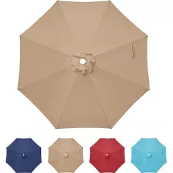 9' Patio Umbrella Replacement Canopy Outdoor Table Market Yard Umbrella Replacement Top Cover, Tan