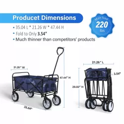 YSSOA Rolling Collapsible Garden Cart Camping Wagon, with 360 Degree Swivel Wheels & Adjustable Handle, 220lbs Weight Capacity,Blue YSSOA Rolling Collapsible Garden Cart Camping Wagon, with 360 Degree Swivel Wheels & Adjustable Handle, 220lbs Weight Capacity,Blue