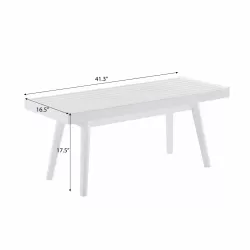 Larwich Solid Wood Slatted Bench, 41.30-Inch Long, White